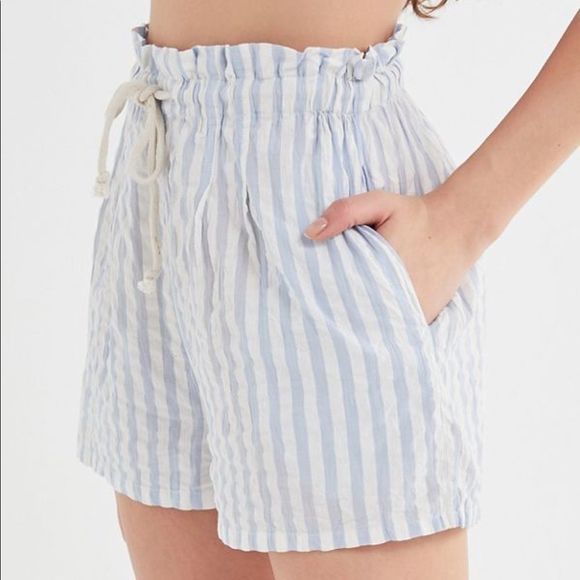 Urban Outfitters Striped Drawstring Paperbag Short - Picture 1 of 3